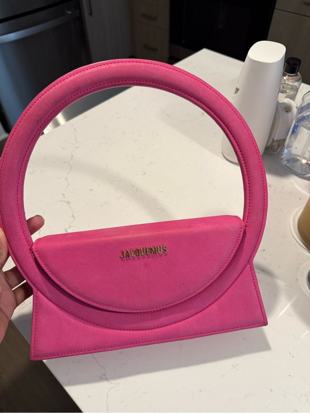 Jacquemus Hot Pink Circular Handle Mini Shoulder Bag - Picture 1 of 3